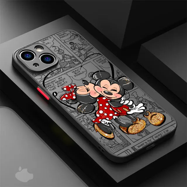 Disney Mickey Minnie Love Phone Case for Apple iPhone 15 16 Pro Max 13 14 Plus 12 Mini 11 Pro XR 8 SE 7 6S XS MAX Matte Cover