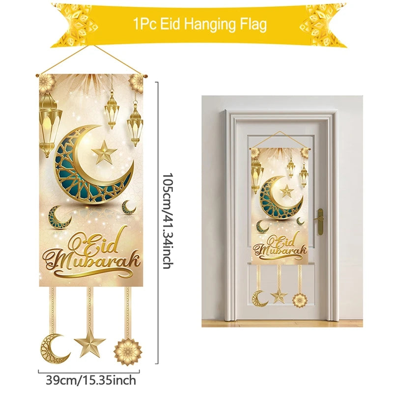 Ramadan Hanging Flag Ramadan Kareem Decoration For Home 2025 Aid EID Mubarak Muslim Islamic Festival Eid Al-fitr Party Supplies