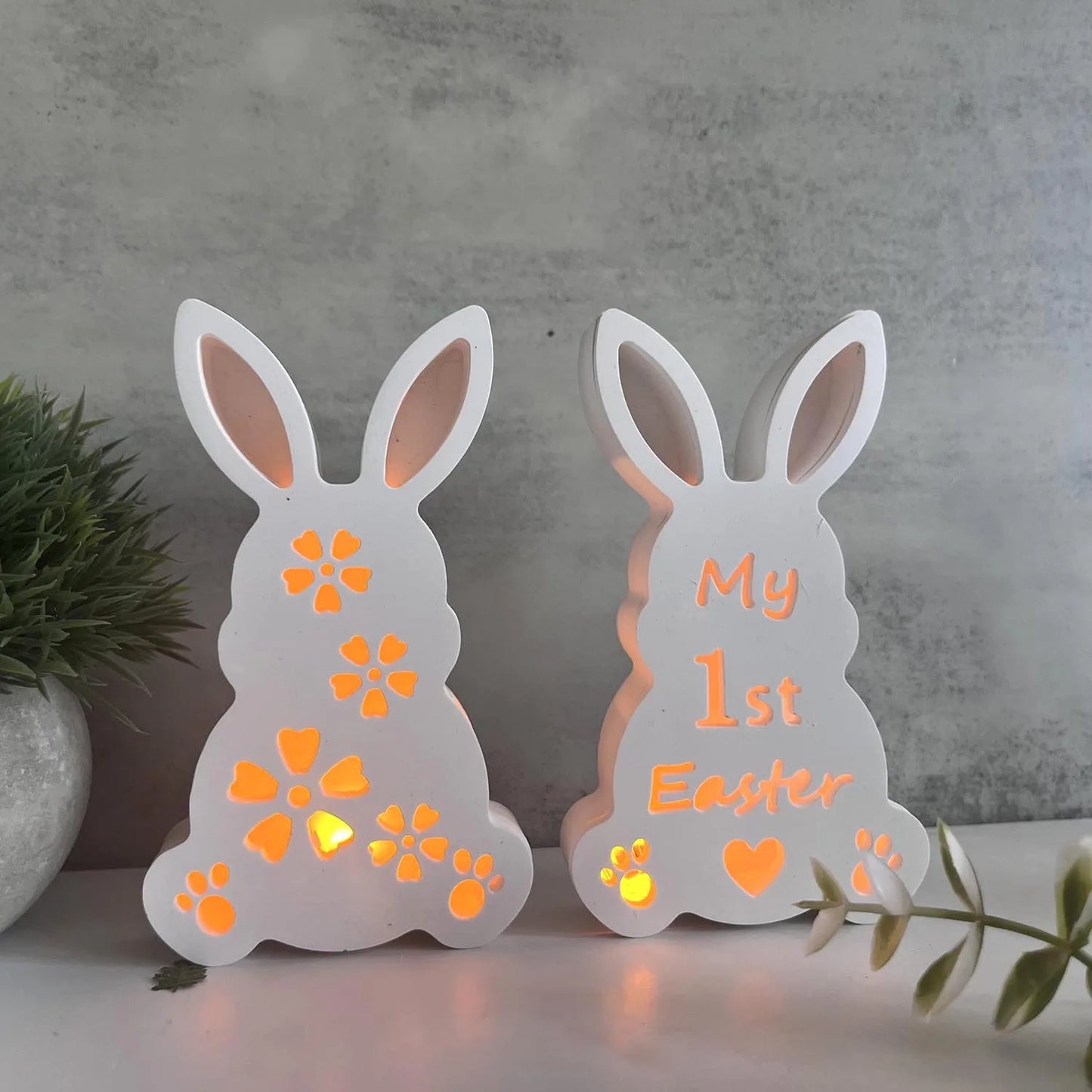 Easter Rabbit Atmosphere Light Silicone Mold Cute bunny Candlestick Holder Gypsum Dropping Mold Festive Home Decor