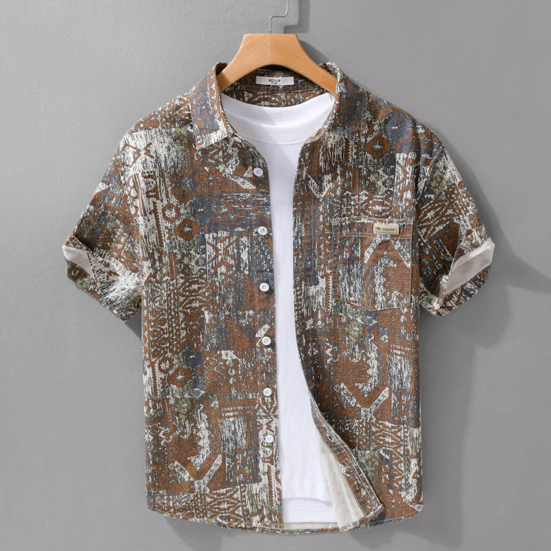 Luxury Men's Shirts and Blouses T-shirts Man Shirt Tiki Beach Korean Popular Clothes Hawaiian Short Sleeve Clothing Mens Formal