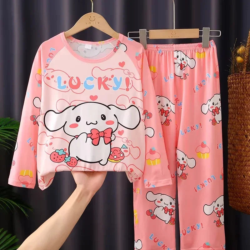 Anime Children Pajama Sets Long Sleeved Casual Boys Girls Home Clothing Set Comfortable Soft Warm Sleepwear Autumn Winter