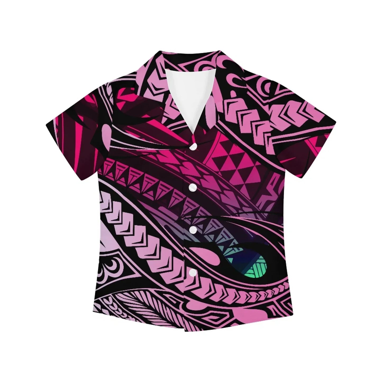 Polynesian Tribal Fijian Totem Tattoo Fiji Prints Children Shirts Fashion Short-sleeved Boys Shirts For Kids Blouses
