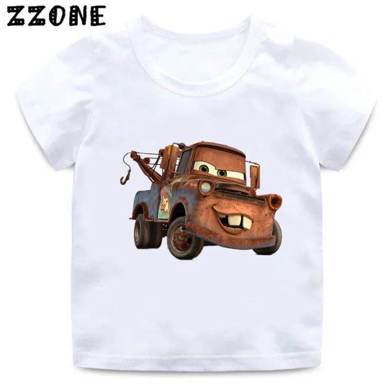 Hot Sale Car Pixar Lightning McQueen Print Cartoon Kids T-Shirts Girls Clothes Baby Boys T shirt Summer Children Tops,ooo5534