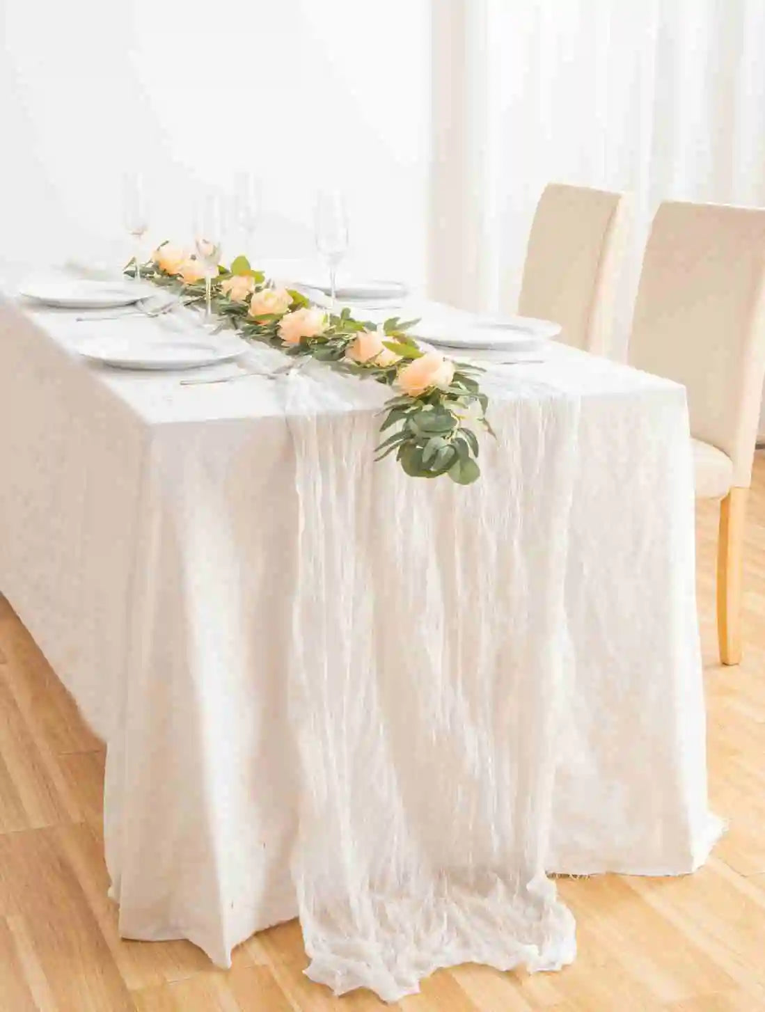 Eightree 2025 Knit Cloth Table Runner Wedding Birthday Party Banquet Decoration Gauze Fabric Voile Table Cloth Twist Table Cover