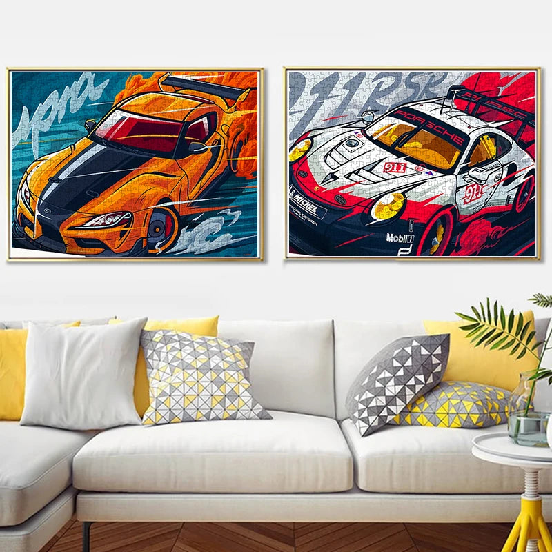 Jigsaw Puzzle 1000 Pieces White Card Paper Assembling Car Models Ducational Lntellectual Decompressing Children Dine Party Gift