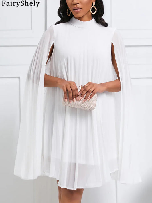 FairyShely 2025 Batwing Sleeve Plus Size Club Dress Women Solid Mesh Large Big Dresses Summer Lady Party Tight Curvy Dress