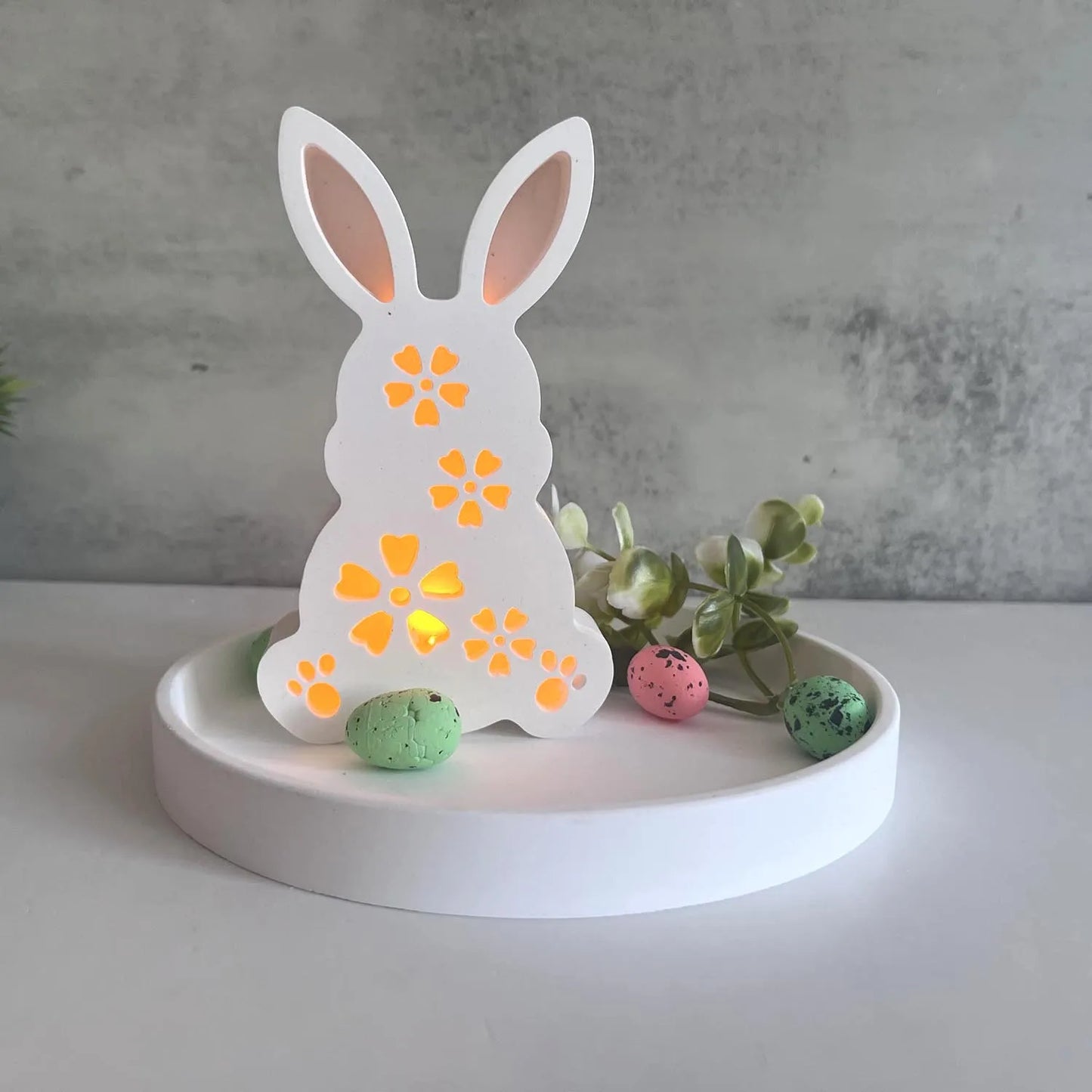 Easter Rabbit Atmosphere Light Silicone Mold Cute bunny Candlestick Holder Gypsum Dropping Mold Festive Home Decor