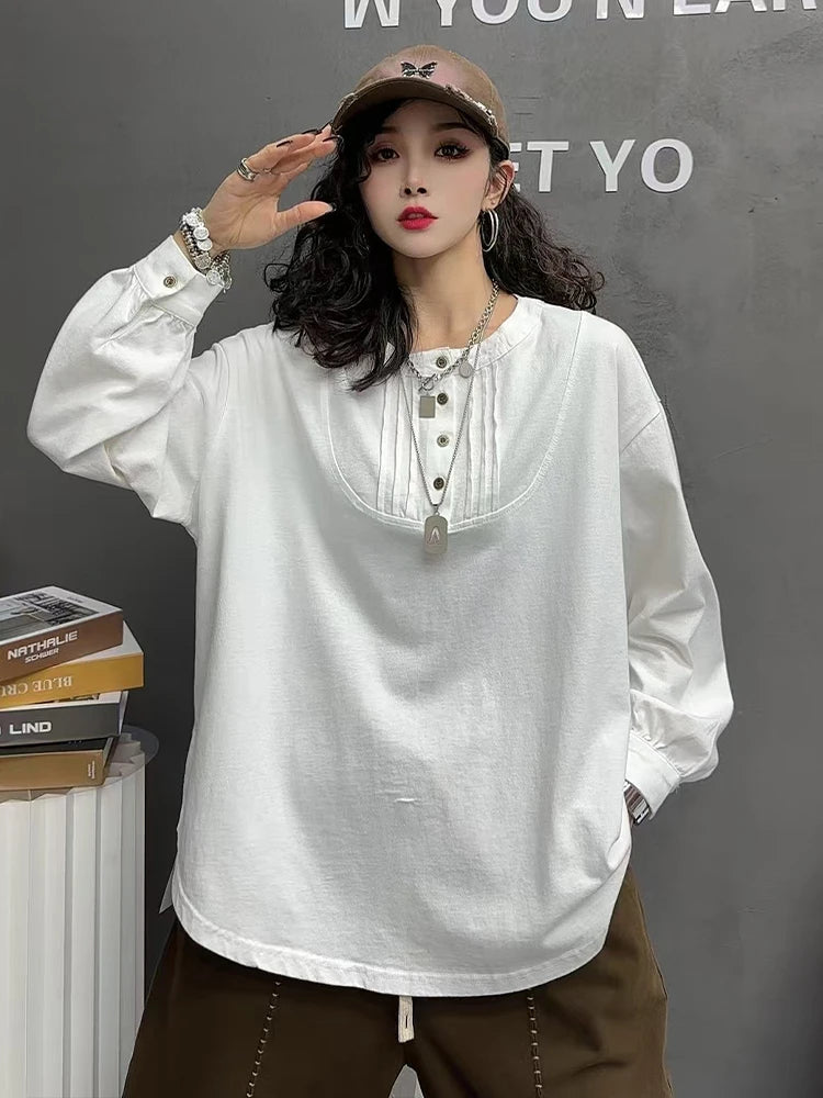 Max LuLu Designer Fashion Clothes Womens Spring Loose Vintage O Neck Tee Shirts 2025 Ladies Casual Classic Harajuku Cotton Tops