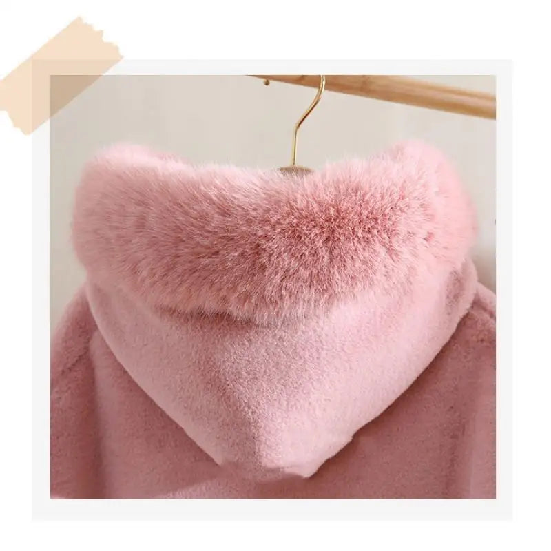2024 Baby Kids Solid Color Cloak Fashion Cloak Newborn Autumn Winter Thick Warm Baby Girl Clothing Girls Causal Hooded Coat