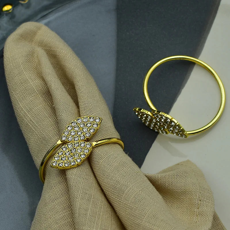 Metal Leaf Napkin Ring Golden Leaves Napkin Buckles Wedding Party Banquet Table Decoration,12PCS/SET
