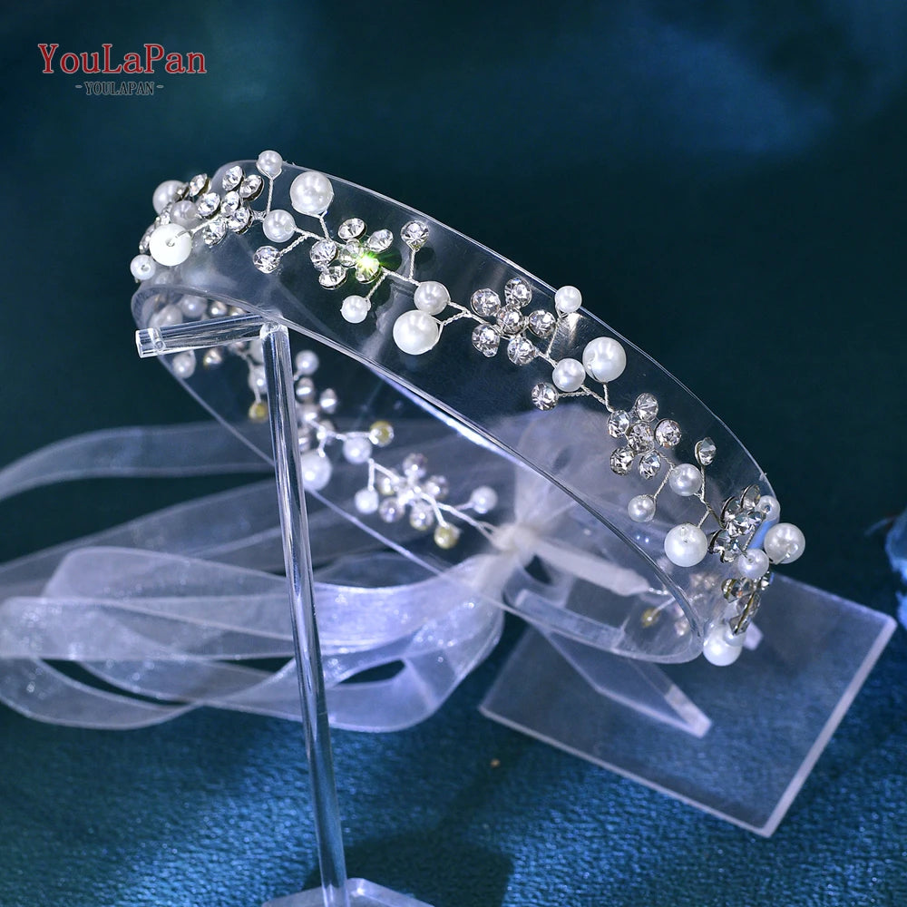 YouLaPan Bridal Wedding Headbands Handmade Tiaras Elegant Beaded Flower Hairband Headpeice Hair Accessories For Women Girl HP761