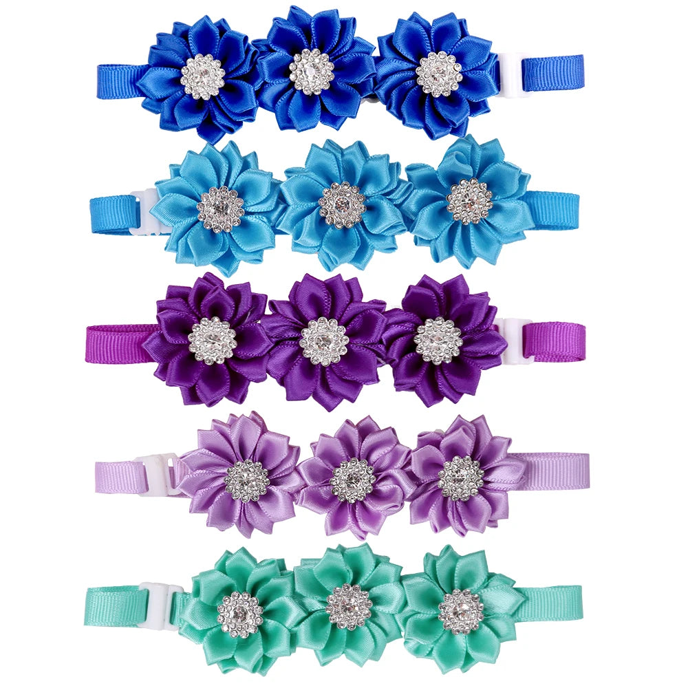 20/50pcs Dog Bow Tie Dog Flower Collar Diamod Dog Accessories Small Dogs Cat Puppy Bowtie Collar Dogs Bowties Pet Supplies