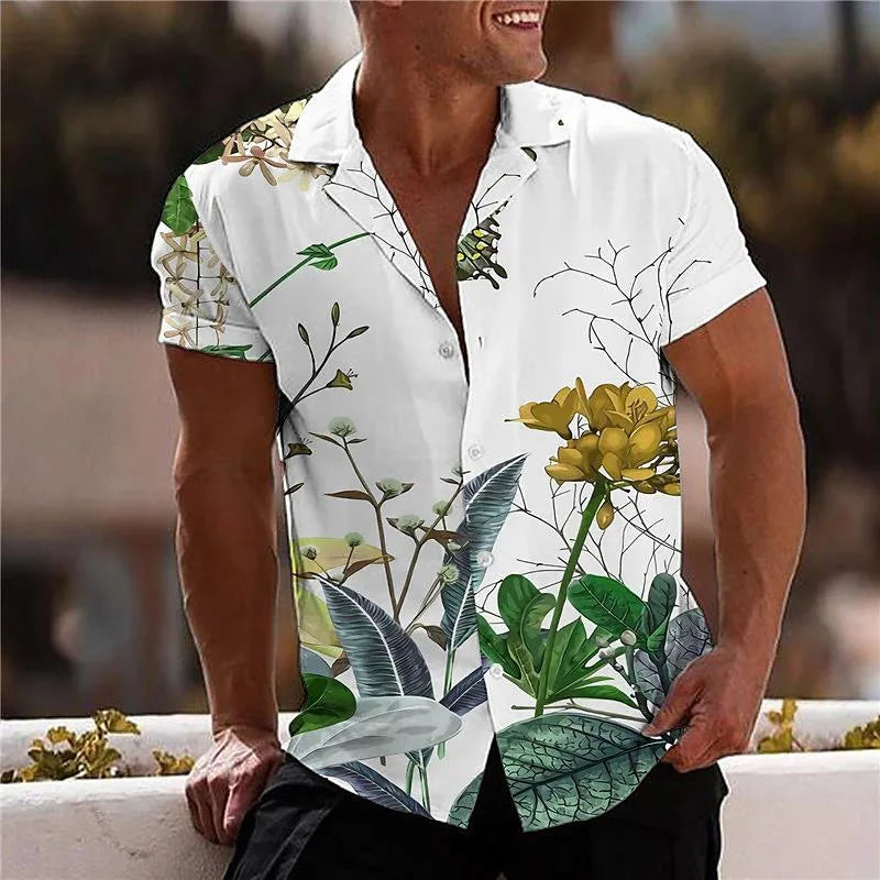 Hawaiian Flower Shirt Men's 3D Printed Tropical Shirt Beach Short Sleeve Fashion Top T-shirt  - mon