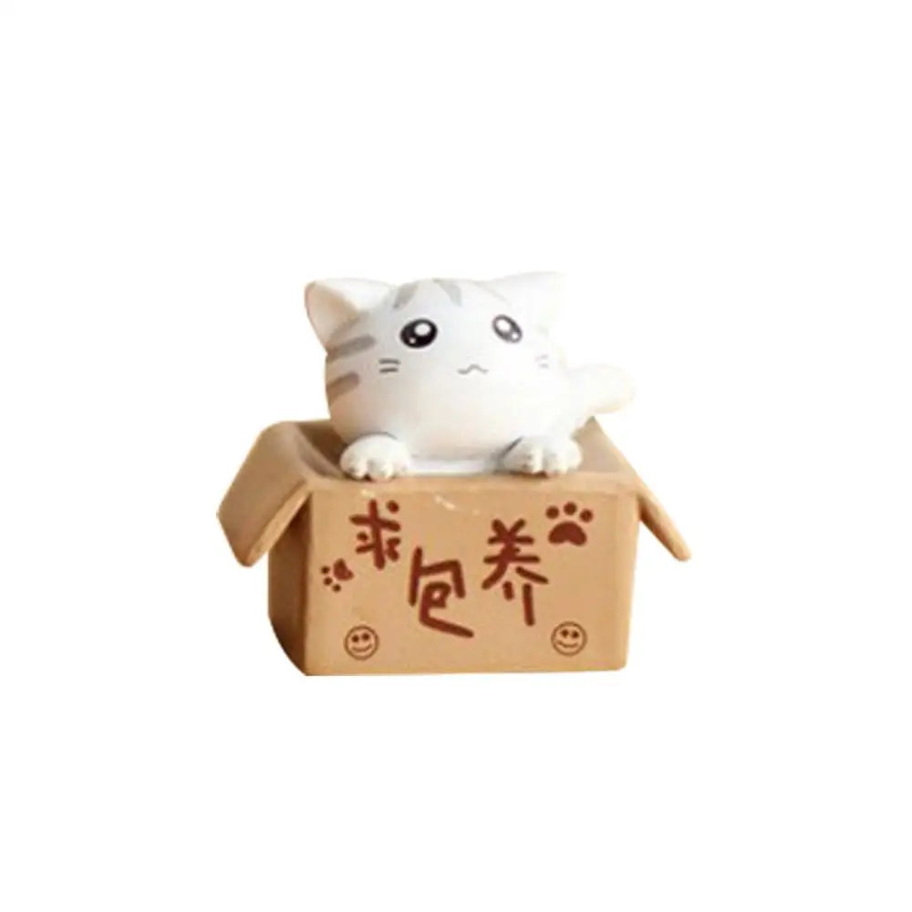 Lovely Box Cartoon Cat Miniature Landscape Decor Bonsai Resin Crafts Ornament Home Decoration Ornaments Accessories Wholesale