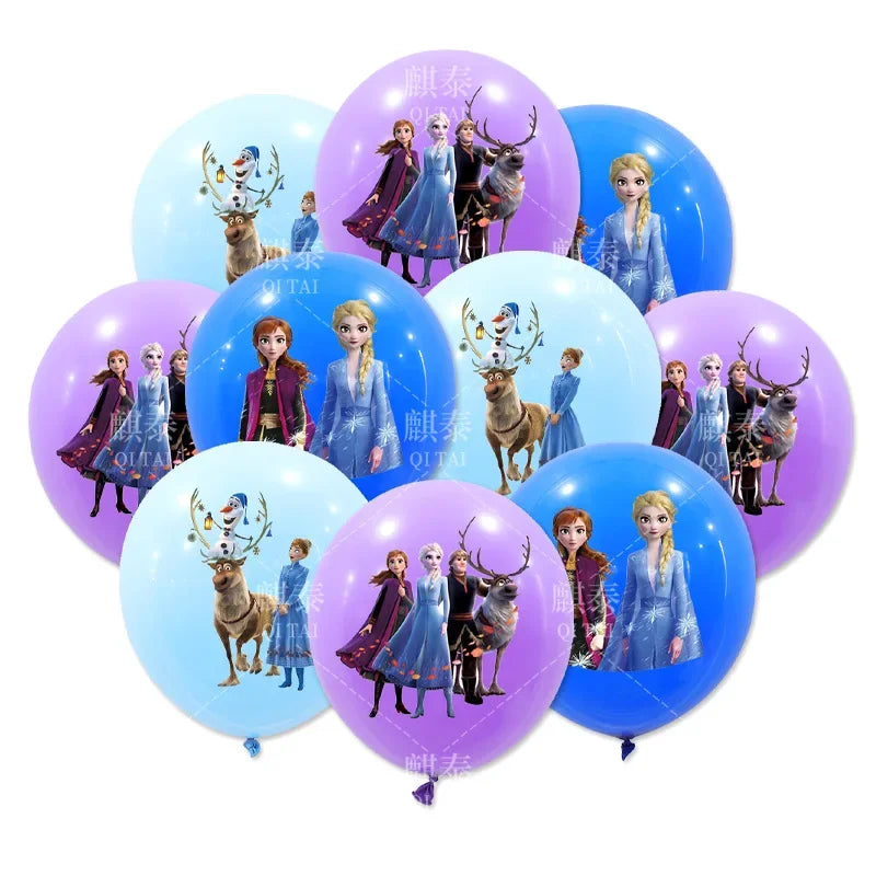 10 قطع من بالونات اللاتكس بمقاس 12 بوصة على شكل ملكة الثلج من Frozen لتزيين حفلات أعياد الميلاد للفتيات، ألعاب للأطفال، لوازم حفلات استقبال المولود الجديد 