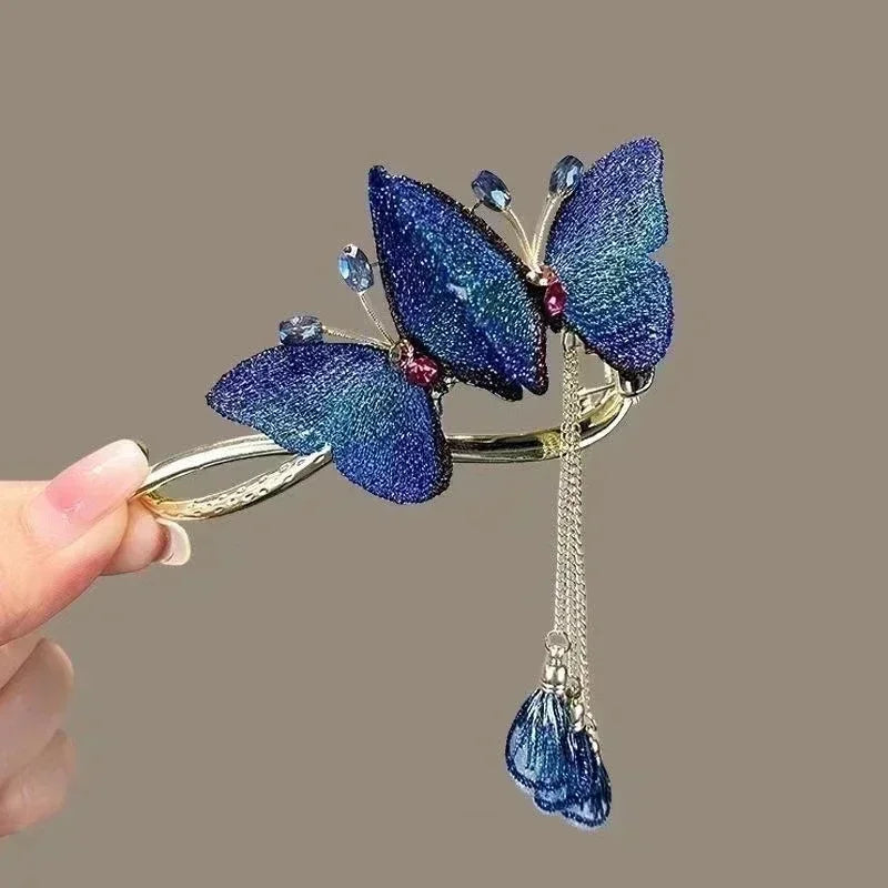 2023 New Bell Orchid Tassel Twist Hair Clip Ladies Elegant Frog Buckle Hair Grips Ponytail Braid Female Exquisite Headdress