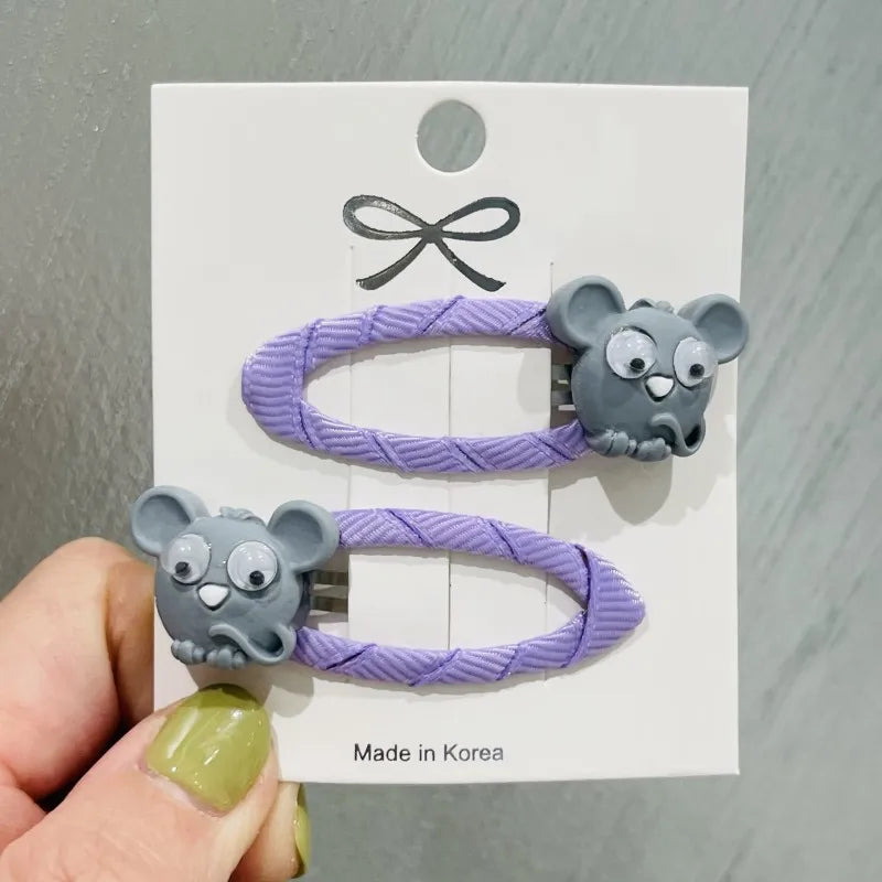 2Pcs/Set Girls Animal Rabbit Dog Cat Rubber Elastic Hair Bands Children Ponytail Holder Scrunchie Headband Kids Hair Accessories
