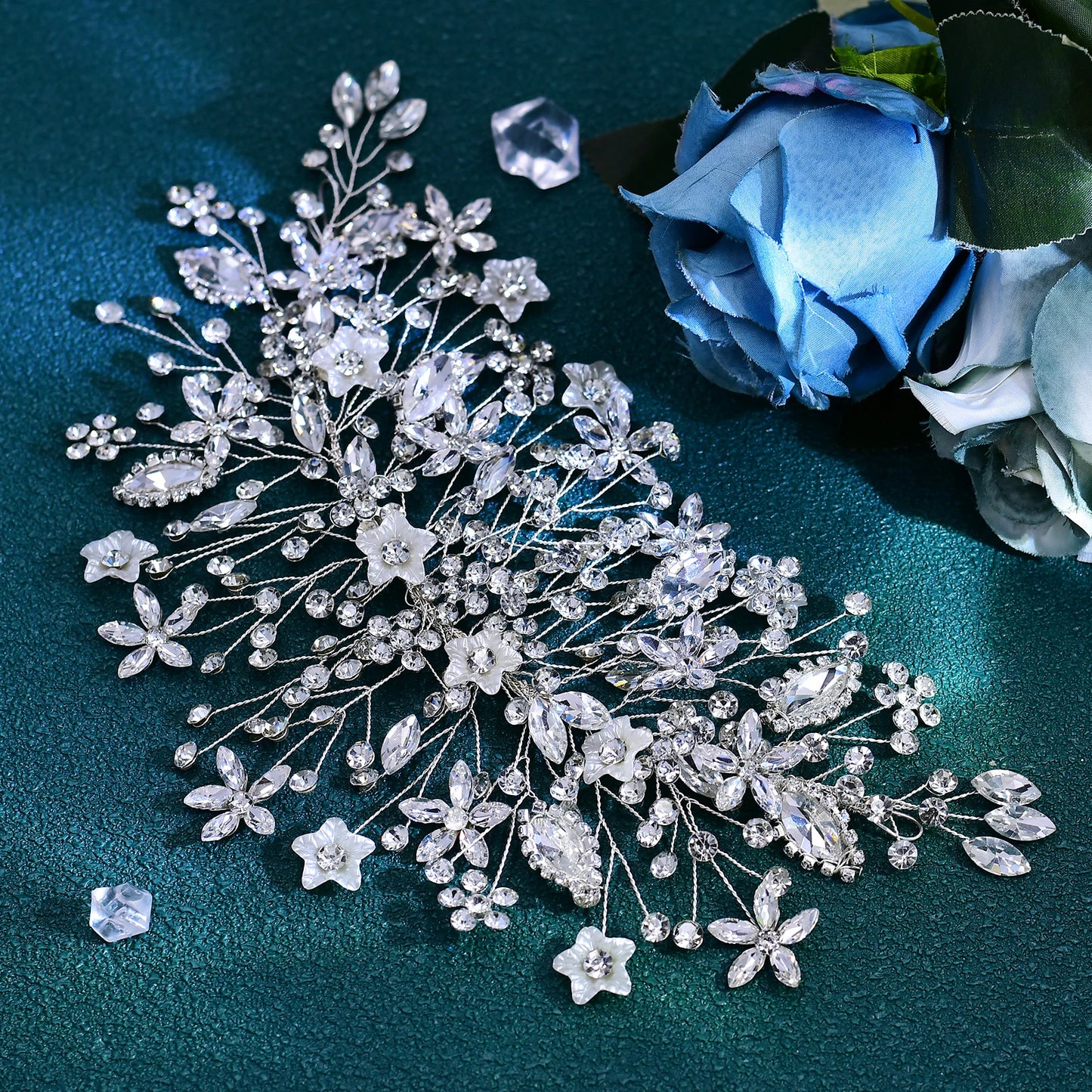 Bridal Shiny Rhinestone Flower Wedding Headwear Silver Color Elegant Bride Hairpiece Fashion Women Hair Accessories HP677