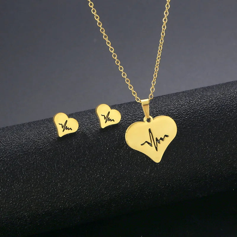 10 PiecesHip Hop Personalized Accessories Stainless Steel Necklace Fashion Jewelry Set for Women Smooth Geometric Design