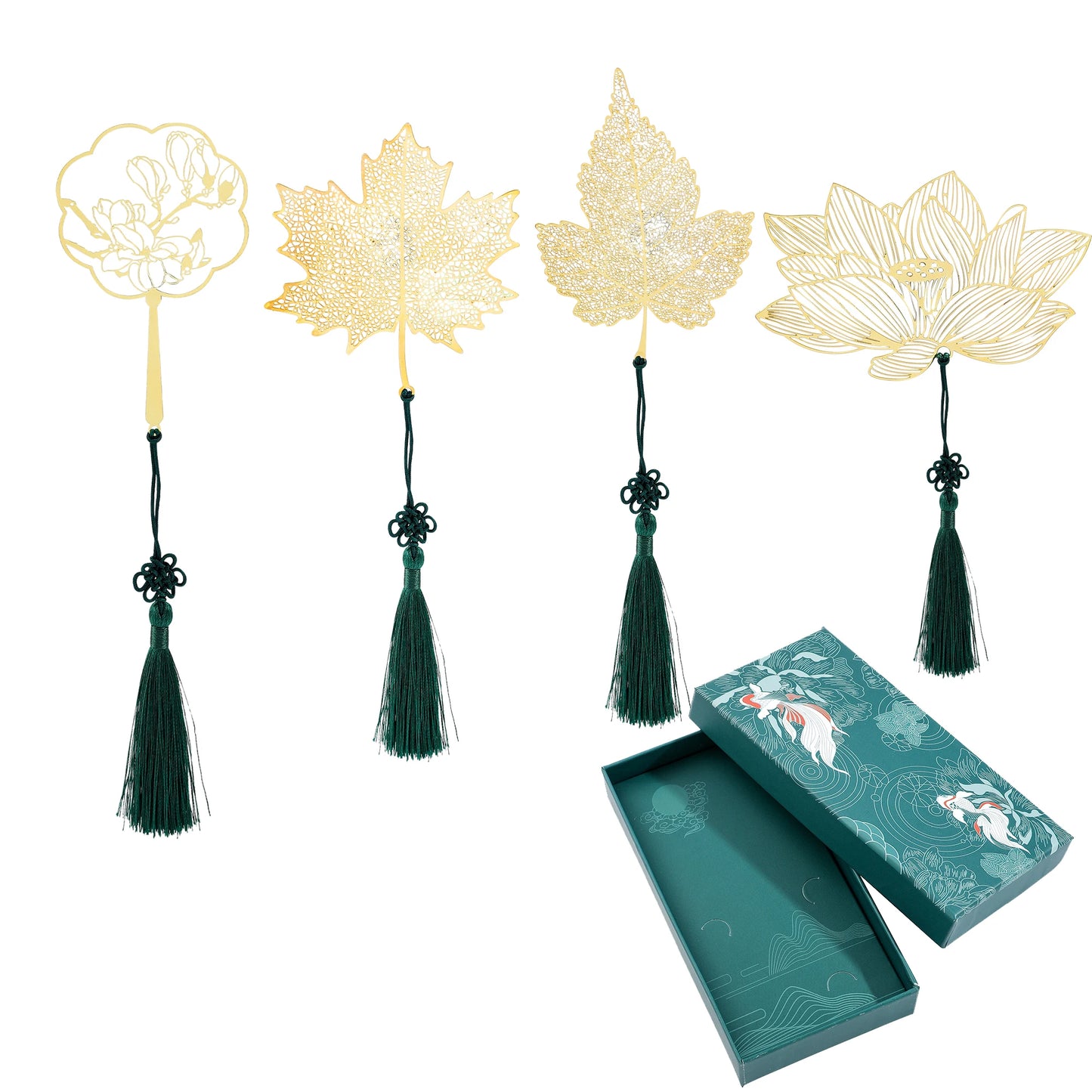 Golden Sycamore Leaves Tassels Hollow Out Bookmark Stainless Steel Page Marker Supplies Stationery Bookmark for Teachers Student