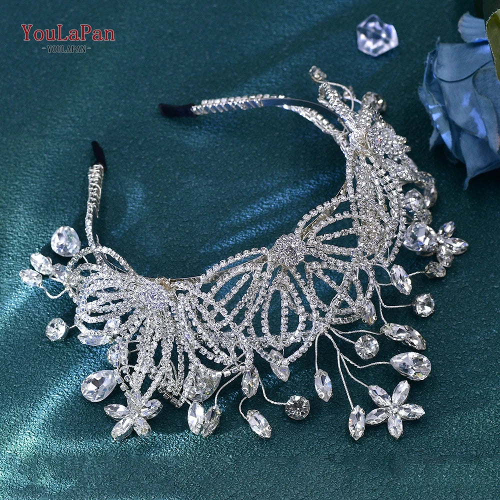 YouLaPan Luxury Rhinestone Crown Wedding Headband Bride Crown Tiaras Fashion Women Accessories Party Hair Ornaments HP698