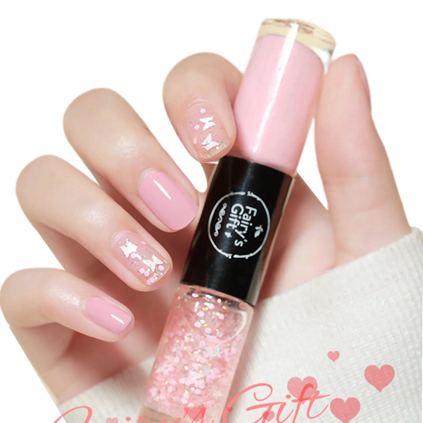 2 In 1 Double Heads Nails Polish Paillette Glitter Nails Oils Long Lasting Waterproof And No-Bake Quick Drying Gel Nails Polish