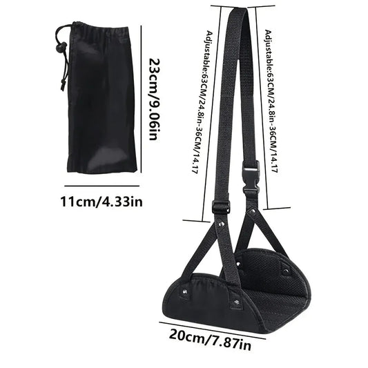 Portable Airplane Footrest - Adjustable Strap, Lightweight Hammock Leg Rest for Travel !!!