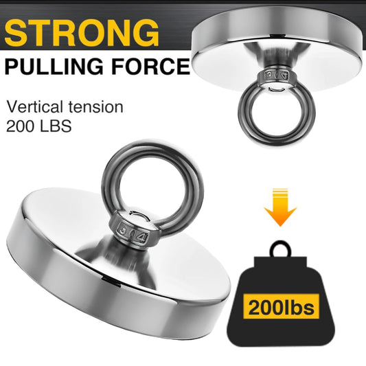 Starker Magnet mit Haken, rund, Neodym-Erdmagnet, Aufhängerhaken für Kühlschrank, Werkzeugkasten 