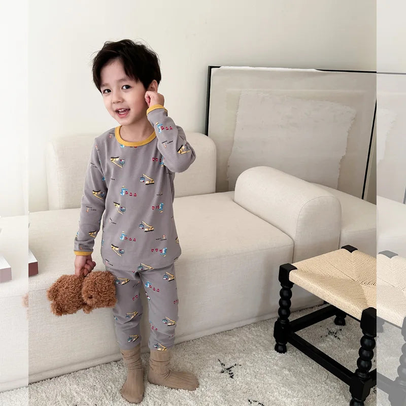 Children's Class A autumn and winter pajamas, boys and girls' wool stretcher home clothing, baby, small and large children's car