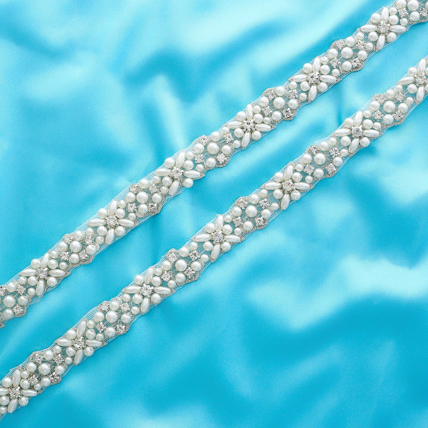 NZUK Crystal Bridal Sash Rhinestones Pearls Wedding Belt  Satin Bridal Belt And Sash For Wedding Decoration
