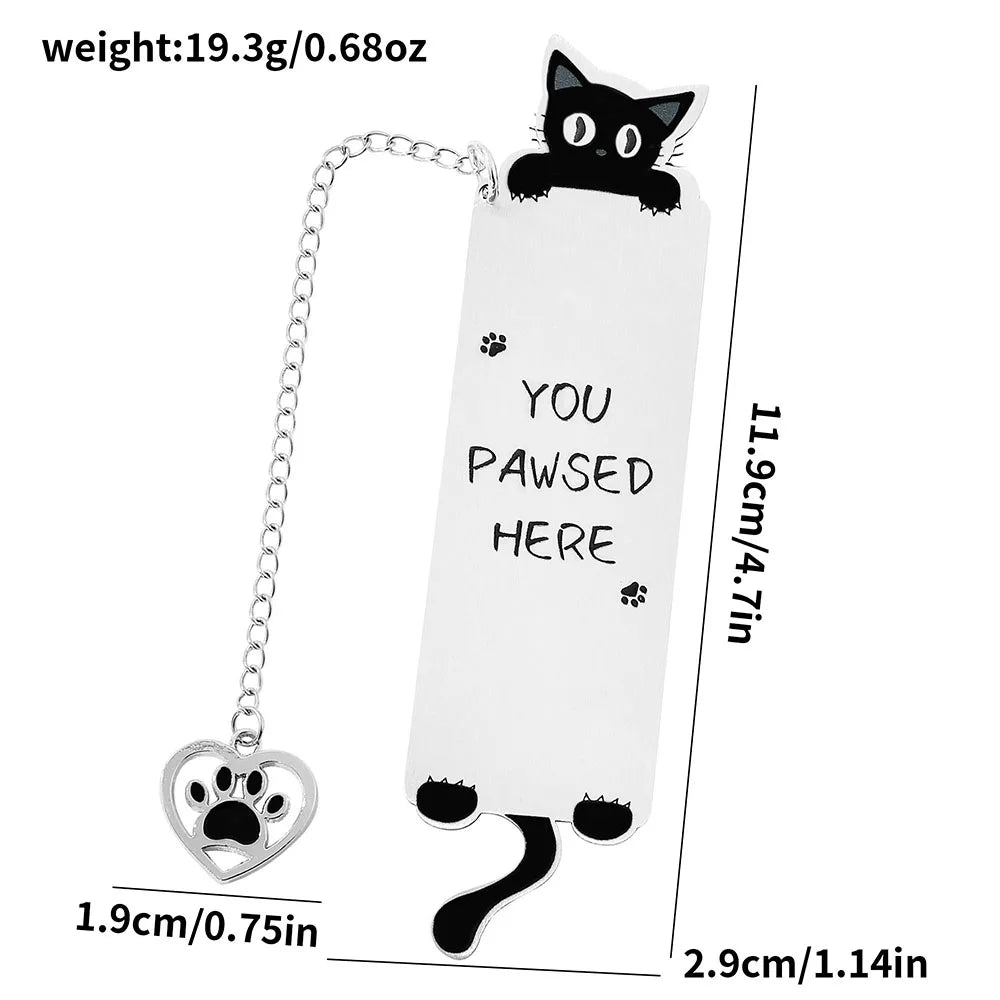 Cute Kitten Bookmark: "You Stop Here" - Stainless Steel Pendant - Perfect Gift for Cat Enthusiasts and Book Enthusiasts