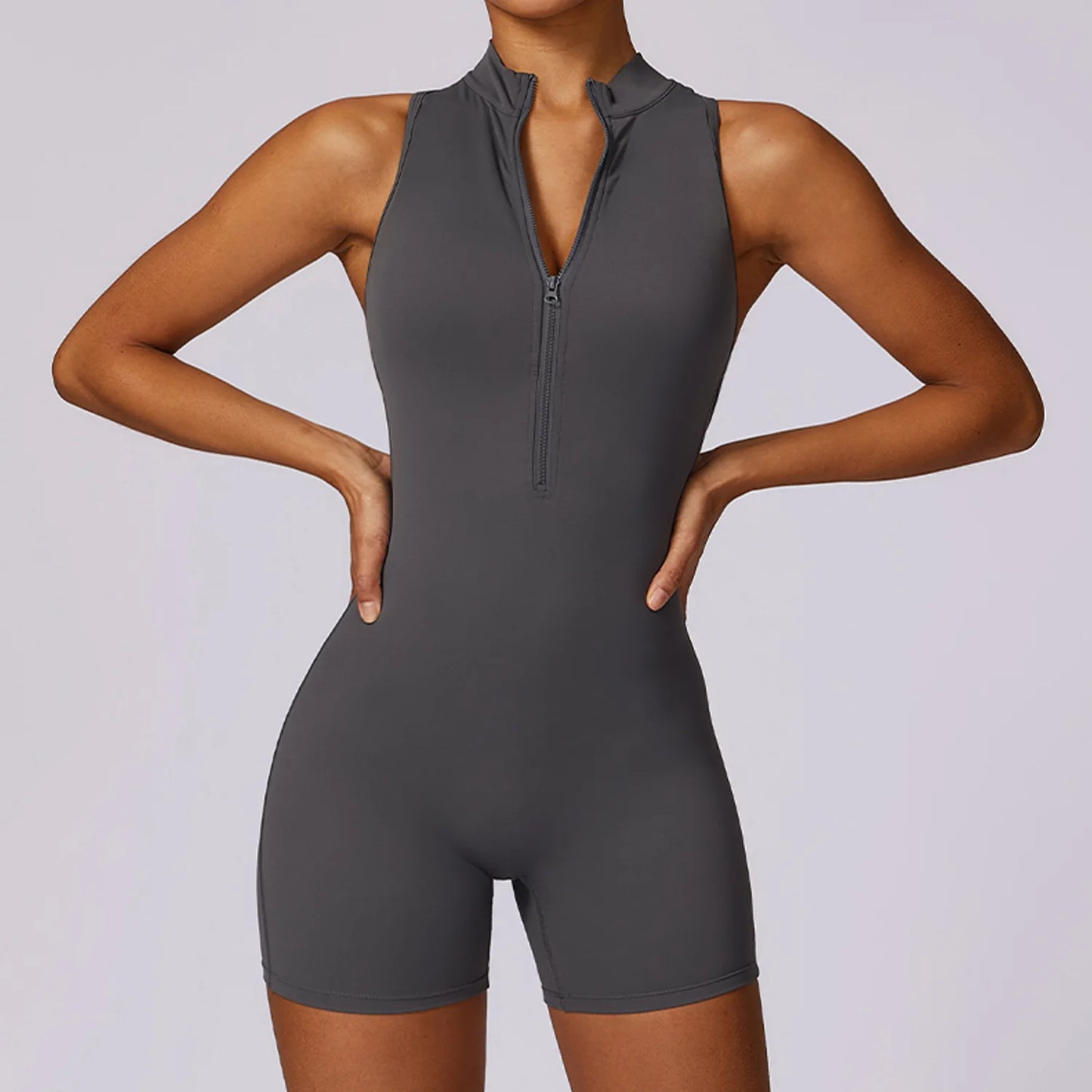 New V Back Scrunch Sports Jumpsuit Women Gym Rompers Sleeveless Sportswear Bodysuits Women Zipper One-Piece Suit Yoga Clothing