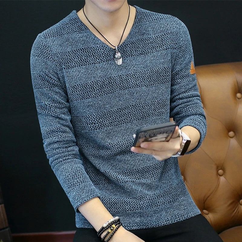 Knit Sweater Male No Hoodie Men's Clothing Red Pullovers Icon V Neck Sale Classic Street Elegant Pull Oversize Korean Fashion A