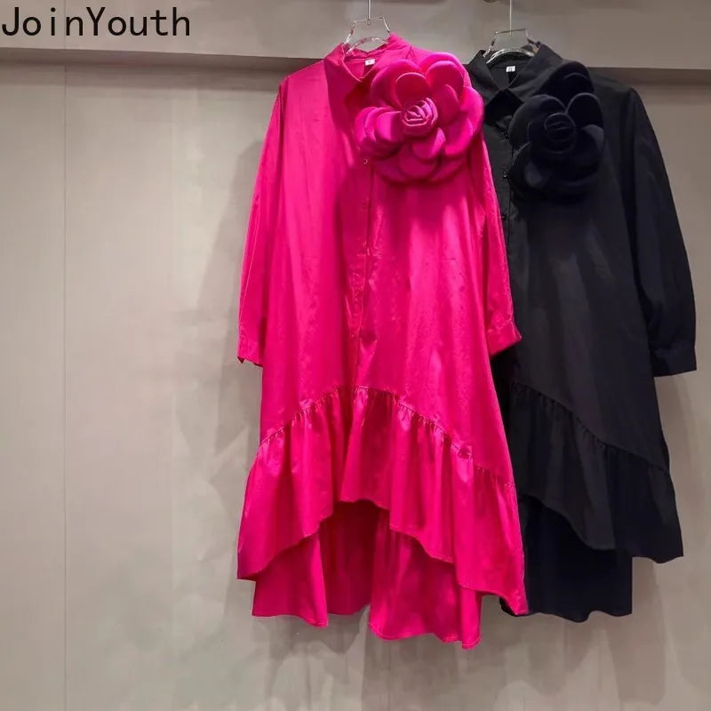 Loose Blouse Women Clothes 2025 Camisas De Mujer Chic 3D Floral Temperment Tops Long Sleeve Fashion Korean Blouses Shirts 63c514