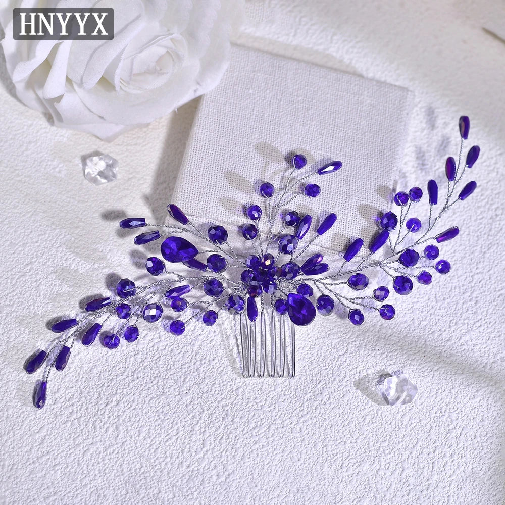 HNYYX Colorful Hair Comb Fashion Crystal Fancy Headdresses Hair Clips Women Bride Hair Accessories Wedding Headpiece A286