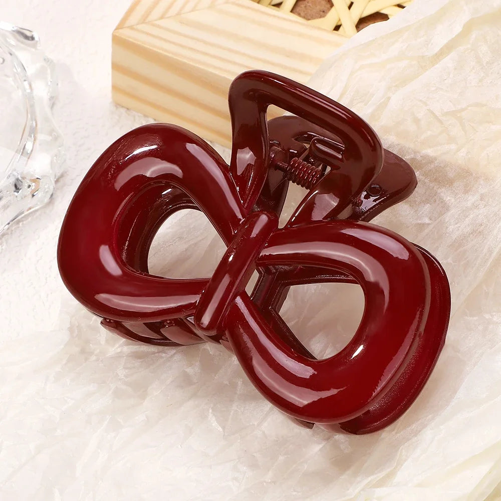 Elegant Geometric Large Ankola Red Hair Claws for Women Girls 2025 New Year Barrettes Hairpins Hair Grab Shark Clip Accessories