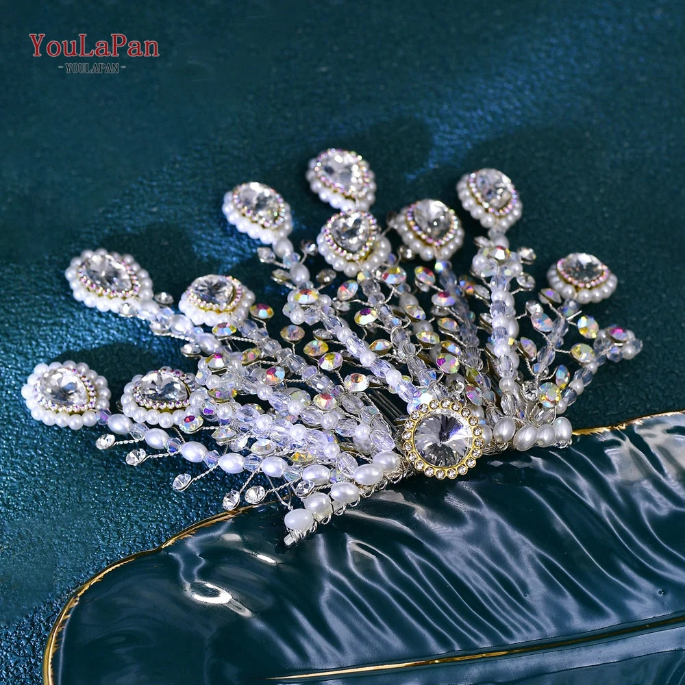 YouLaPan Bridal Pearl Hair Comb Wedding Bridal Headpiece Women Party Fashion Hair Accessories Handmade Exquisite Headband HP716