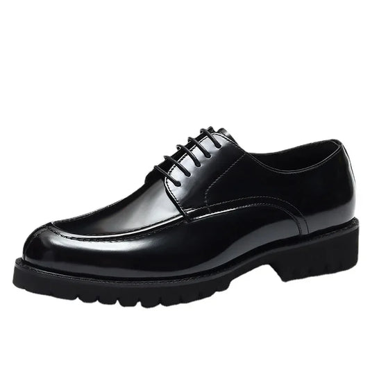 Vintage Flat Mens Dress Shoes Luxury Genuine Leather Handmade Quality Comfortable 2025 Spring Patent Leather Wedding Shoes Man