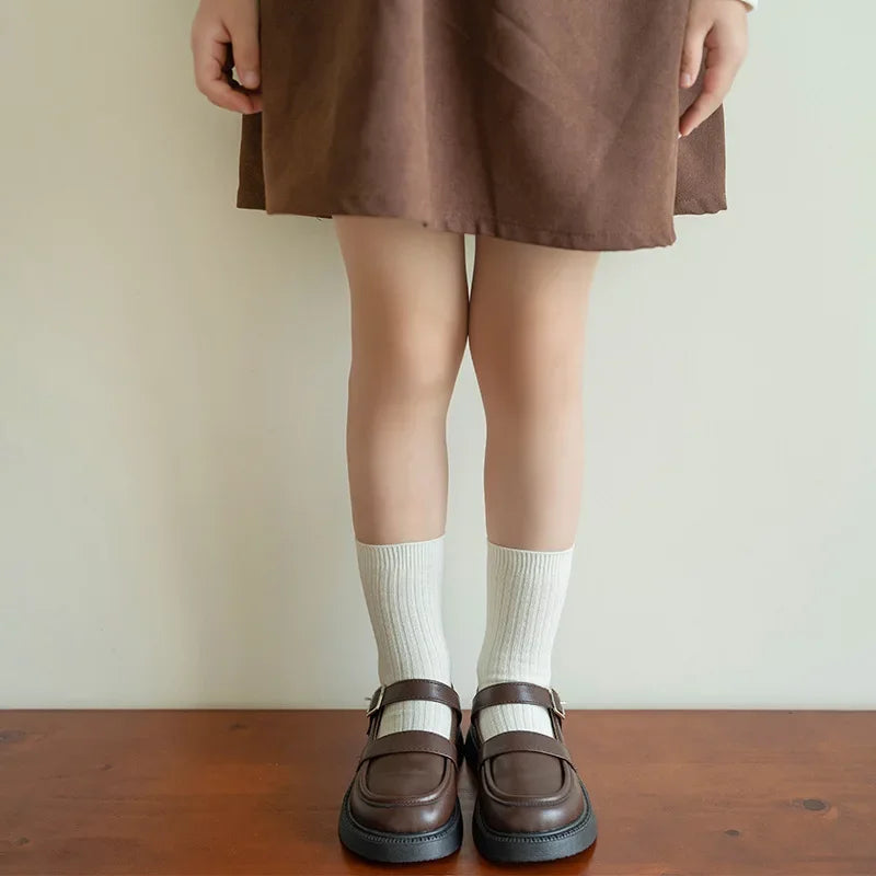 Children Fashion Mid Calf Long Socks Boys Girls Spring Autumn Striped Socks Baby Kids School Student Uniform Socks Retro Clothes