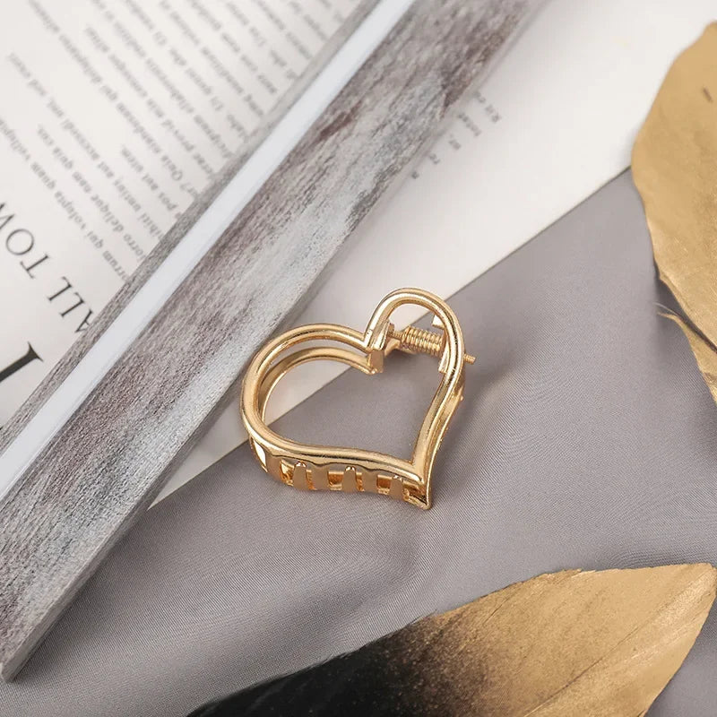 2024 New Fashionable Women's Gold Small Geometry Back Head Clip Korean Elegant Style Minimalist Shower Hair Accessories