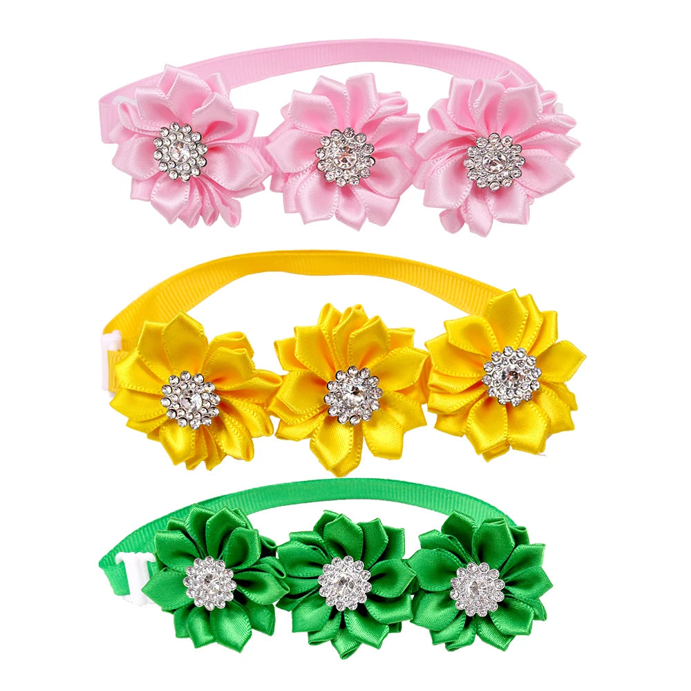20/50pcs Dog Bow Tie Dog Flower Collar Diamod Dog Accessories Small Dogs Cat Puppy Bowtie Collar Dogs Bowties Pet Supplies