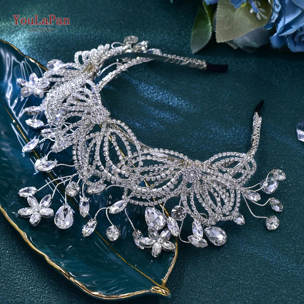 YouLaPan Luxury Rhinestone Crown Wedding Headband Bride Crown Tiaras Fashion Women Accessories Party Hair Ornaments HP698