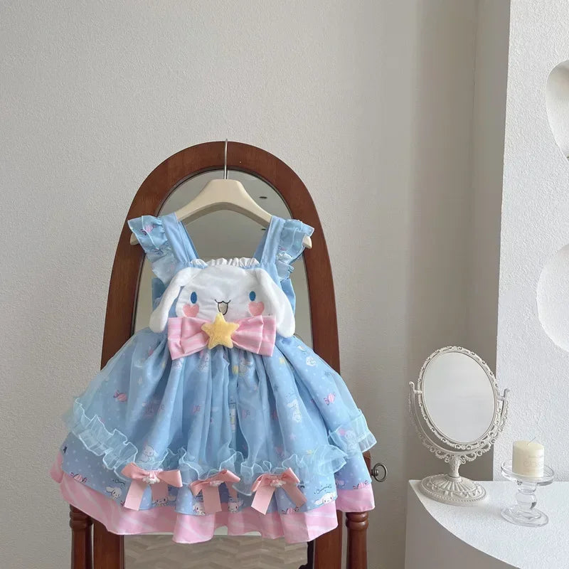 Miniso Children Clothing Kawaii Lolita Skirt Girl Outfits Cosplay Child Sets Costume Princess Dress Short Sleeve Kid Clothes