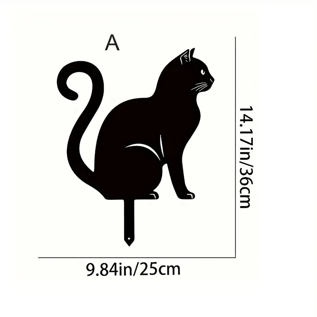 Cat Family Garden Stakes Decorative Cute Cat Garden Decorative Silhouette Animal Outdoor Statues For Cat Yard Garden Lawn