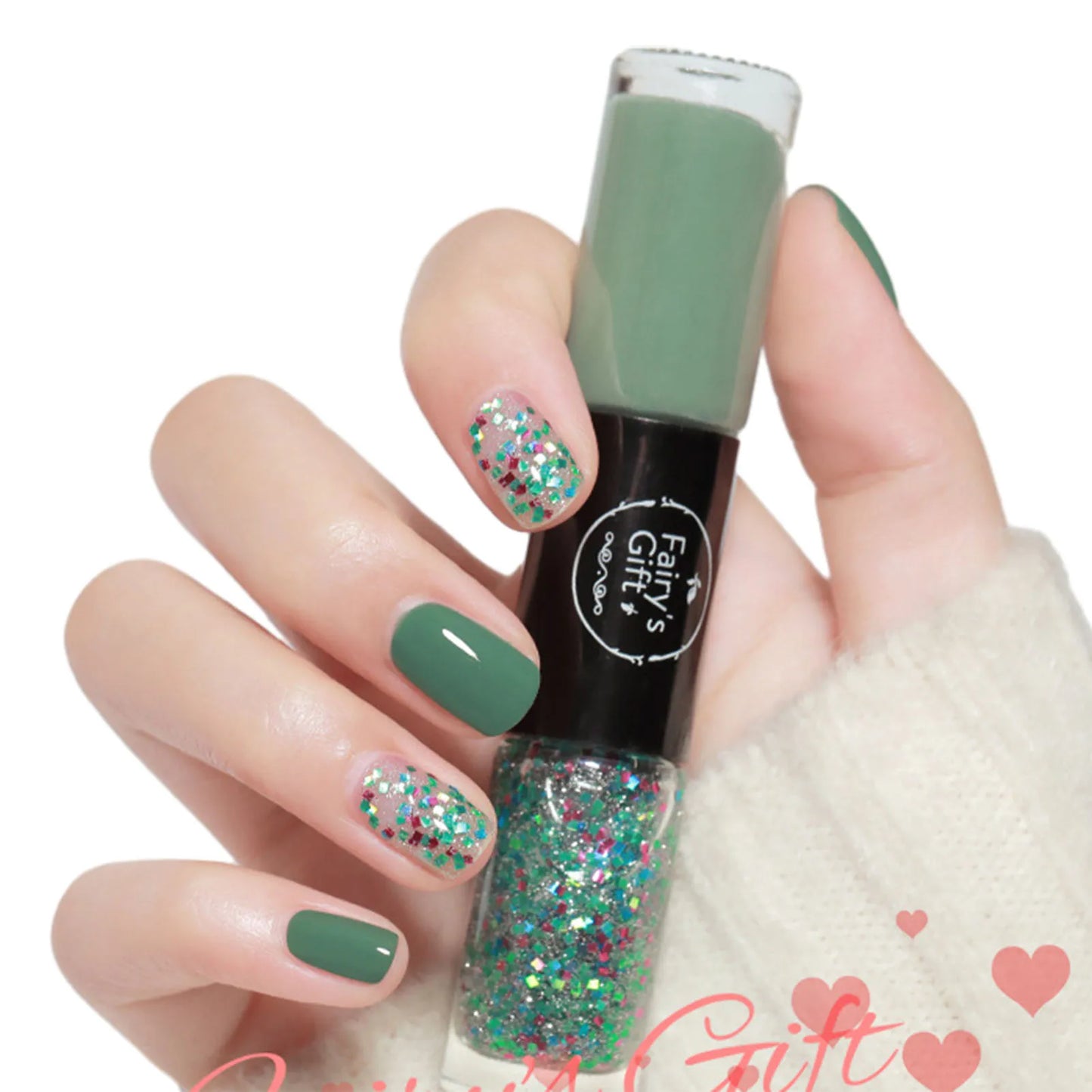 2 In 1 Double Heads Nails Polish Paillette Glitter Nails Oils Long Lasting Waterproof And No-Bake Quick Drying Gel Nails Polish