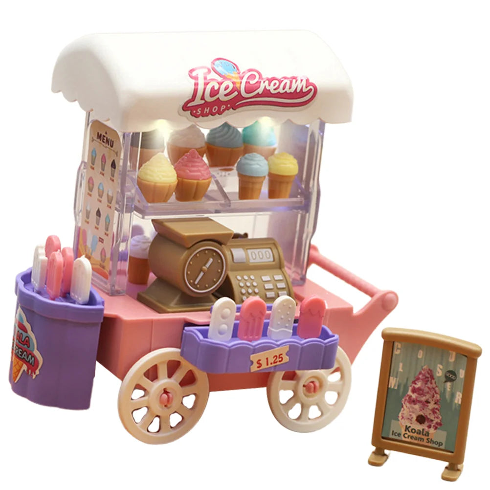 Pretend Play Plaything Ice Cream Dessert Household Truck Kit Plastic Accessories Small Compact Toddler Cart