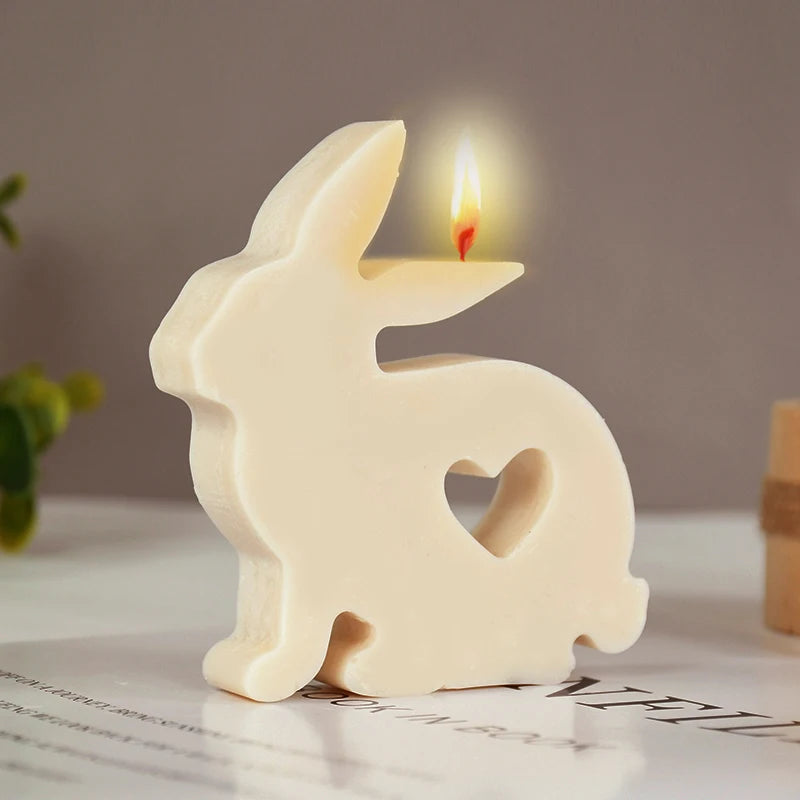 Easter Ornament Hollow Bunny Candle Mold Cute Rabbit Shape Plaster Decoration Molds Easter Rabbit Candle Holder Plaster Mold