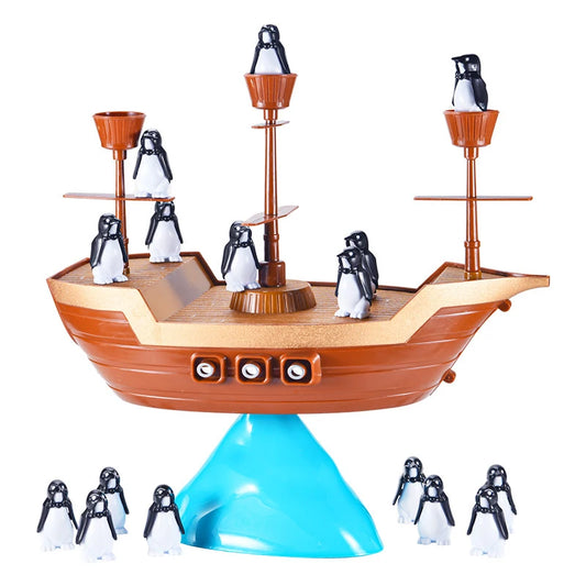 Balance Boat Balance Game Toy Pirate Balancing Ship Games Educational Learning Puzzel Toys with Penguins