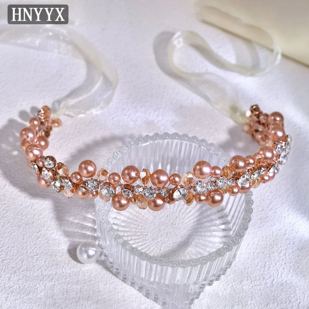 HNYYX Women's Elegant Pearl Belt Crystal Waist Decoration Bridal Wedding Belt Female Ball Gown Belt Dress Accessories SA280