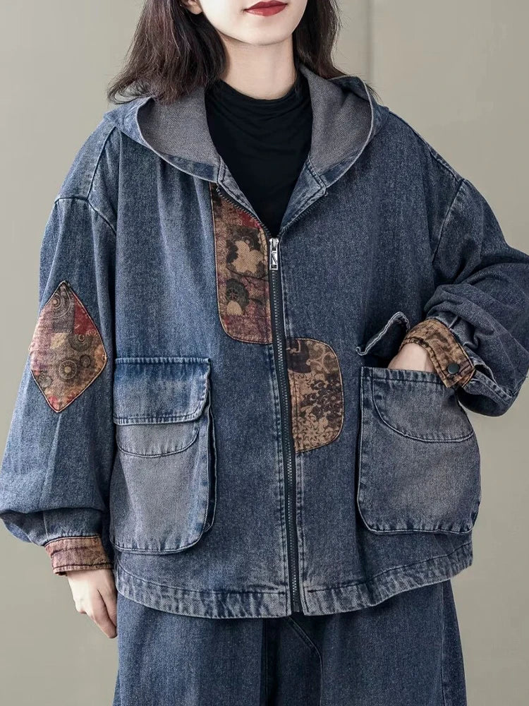 Max LuLu Korean Design  clothes Females Printed Fashion Jackets Womens Leisure Loose Vintage Denim Outerwear Ladies Punk Patchwork Coats